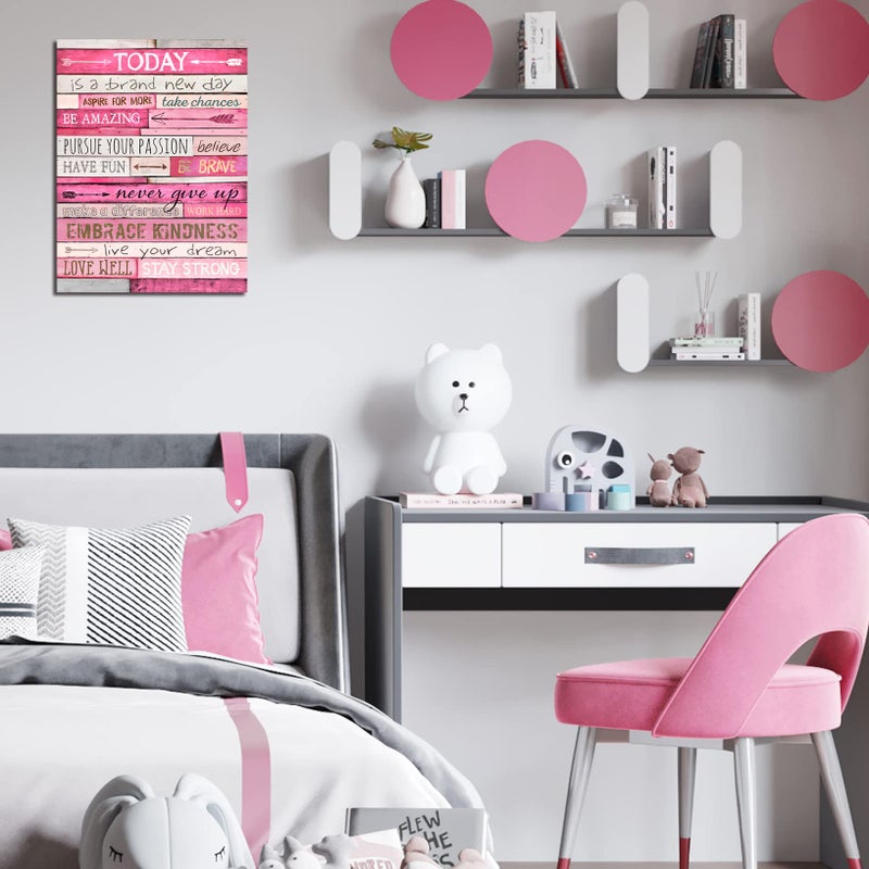 THRLVEART Pink Wall Decor - Inspirational Quotes Wall-Art - Motivational Bedroom Decor For Teen Girls - Office Gifts For Women With Framed Canvas Artwork Ready to Hang 15" W x 11.5" H - Image 2