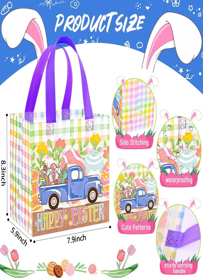 DECHISY 6 Pack Easter Gift Bags, 8.3×7.9×6 inch Non-Woven Large Easter Bags with Handles, 6 Unique Patterns Egg Hunt Baskets for Kids, Party Supplies - Image 2