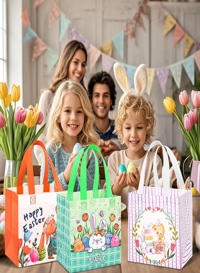 DECHISY 6 Pack Easter Gift Bags, 8.3×7.9×6 inch Non-Woven Large Easter Bags with Handles, 6 Unique Patterns Egg Hunt Baskets for Kids, Party Supplies - Image 3
