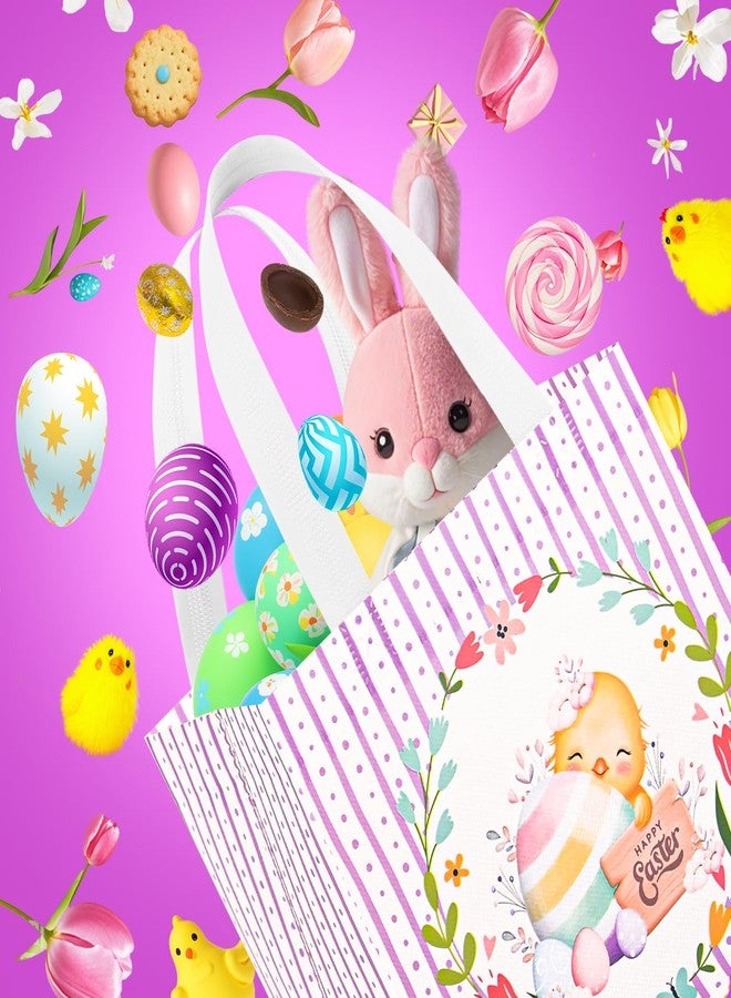 DECHISY 6 Pack Easter Gift Bags, 8.3×7.9×6 inch Non-Woven Large Easter Bags with Handles, 6 Unique Patterns Egg Hunt Baskets for Kids, Party Supplies - Image 4