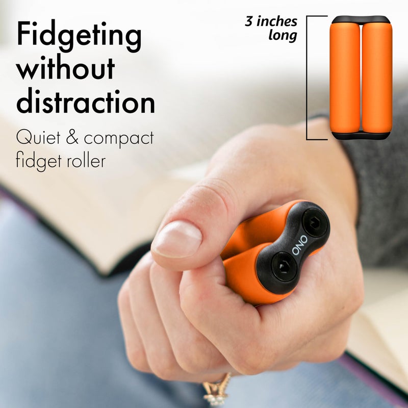 ONO Roller  Handheld Fidget Toy for Adults  Help Relieve Stress Anxiety Tension  Promotes Focus Clarity  Compact Portable Design Orange Junior Size  ABS Plastic - Image 3