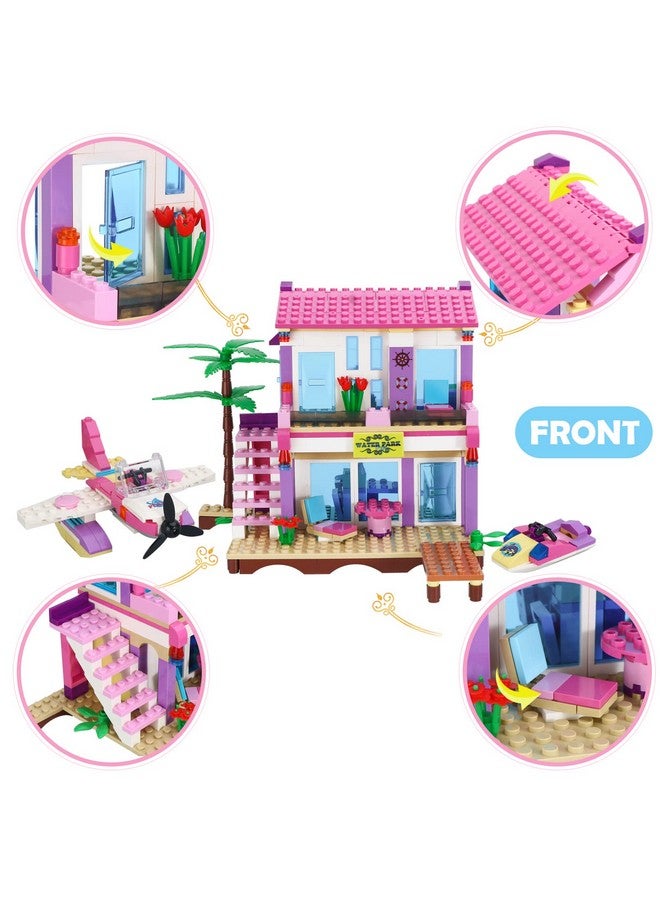 COGO Dream Girls Blocks Friends Building Set Big Beach Villa with Plane and Jet Ski Fun Preschool Educational toys for Boys and Girls 423Pcs - Image 2