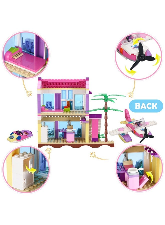 COGO Dream Girls Blocks Friends Building Set Big Beach Villa with Plane and Jet Ski Fun Preschool Educational toys for Boys and Girls 423Pcs - Image 3
