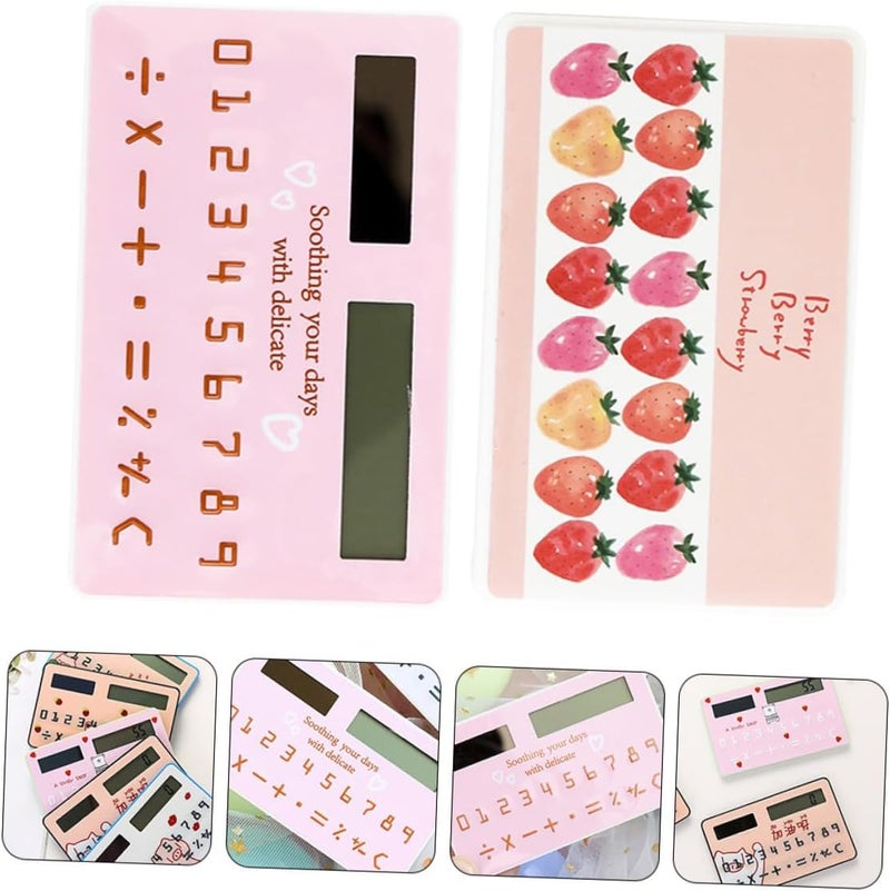 Solar Calculator 2pcs Compact Calculators Solar Energy Power for Students and Office Use Random Style - Image 3