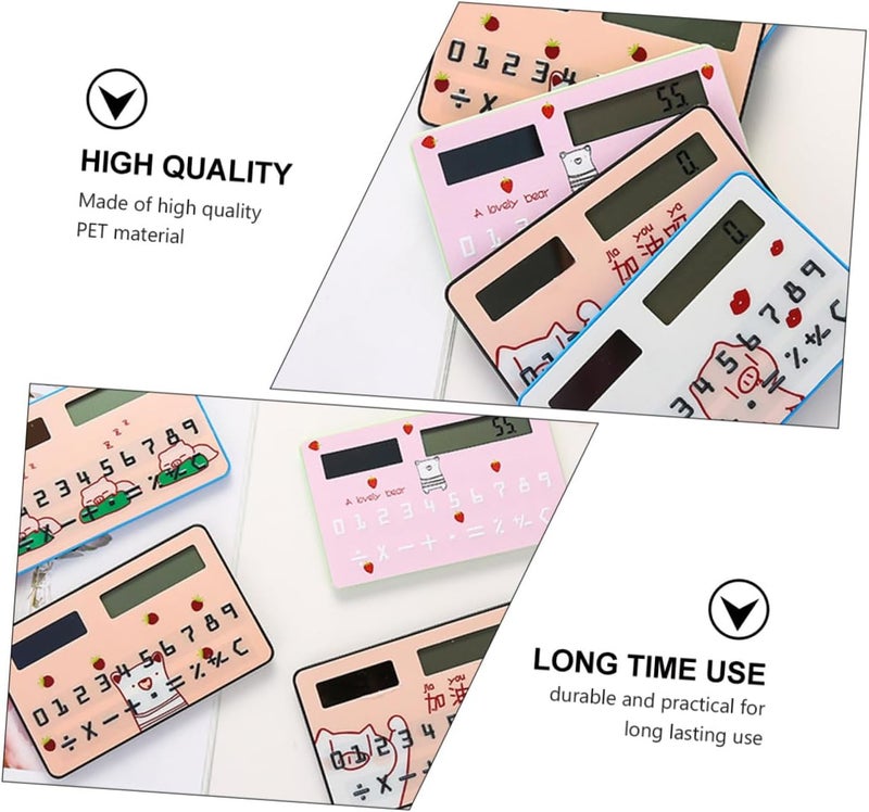 Solar Calculator 2pcs Compact Calculators Solar Energy Power for Students and Office Use Random Style - Image 4