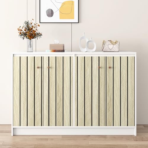 Wallderful Light Oak Wood Slat Wall Panel Peel and Stick 3D Foam Wood Slat Wallpaper Removable Self Adhesive Wooden Contact Paper for Cabinets Bedroom Accent Wall Living Room Interior Decor 16.8"x118" - Image 4