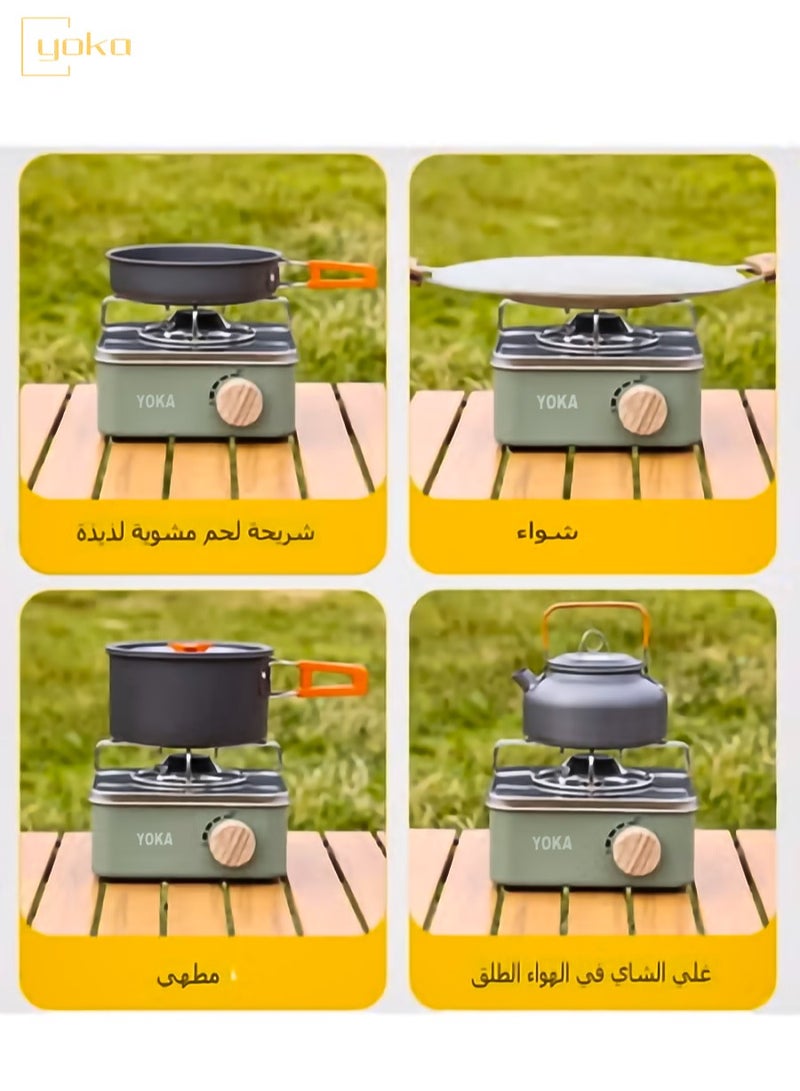 يوكا موقد غاز محمول وخفيف الوزن للغاية - موقد غاز متعدد الوظائف للتخييم والصيد والطبخ الداخلي، لا يحتاج إلى مصدر طاقة، مثالي لجميع مغامراتك - Image 5