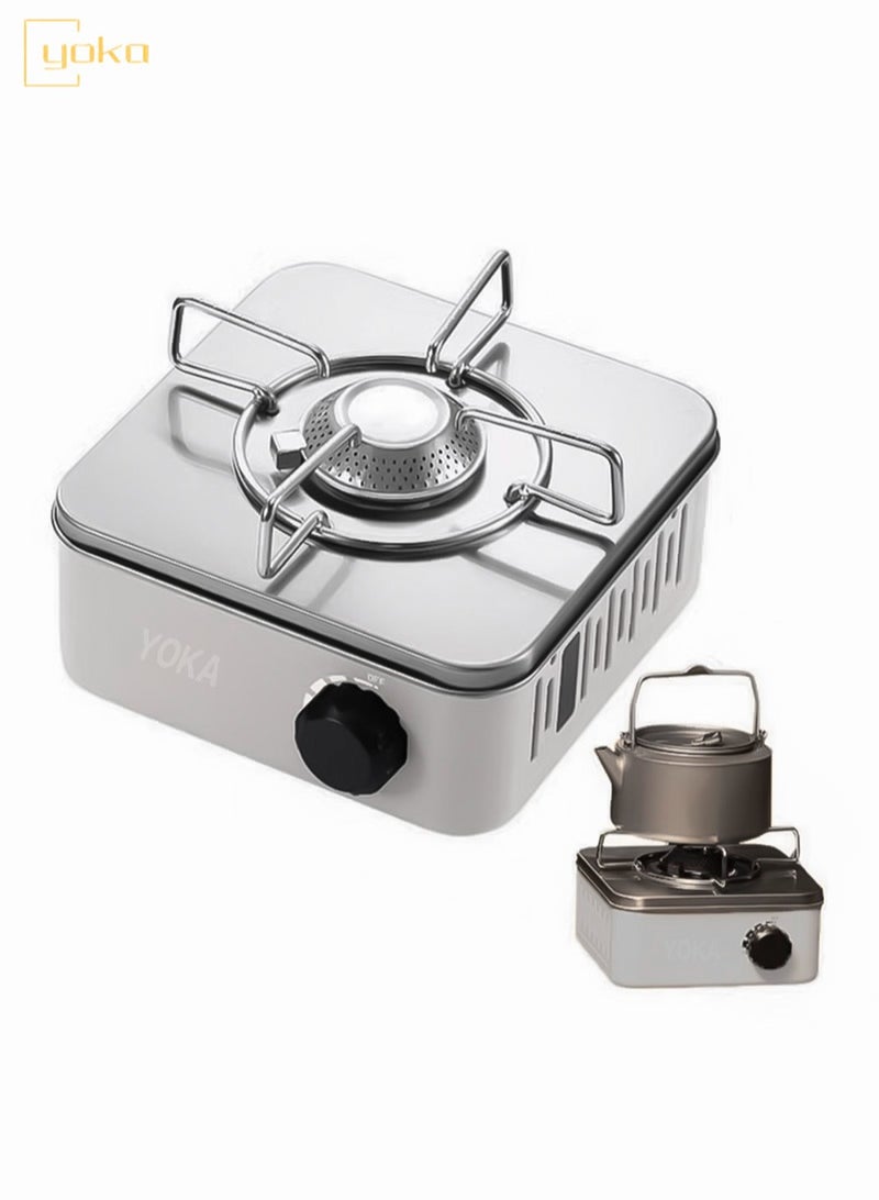 يوكا موقد غاز محمول وخفيف الوزن للغاية - موقد غاز متعدد الوظائف للتخييم والصيد والطبخ الداخلي، لا يحتاج إلى مصدر طاقة، مثالي لجميع مغامراتك - Image 1