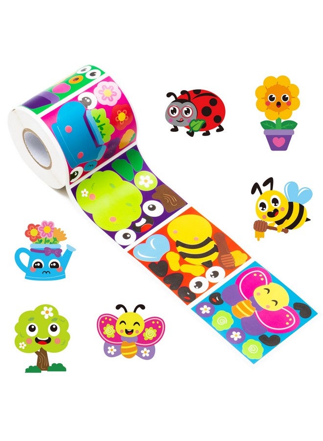 ANGOLIO 300Pcs Spring Theme Make a Face Stickers Roll Spring Butterfly Ladybug Make Your Own Spring Stickers Mix and Match Insect Face Summer DIY Crafts Classroom Activities Games School Rewards - Image 1