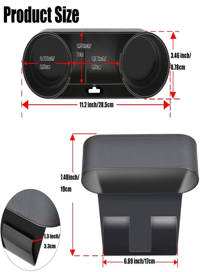 Iokone Coin Side Pocket Console Side Pocket Leather Cover Car Cup Holder Auto Front Seat Organizer Cell Mobile Phone Holder (Slim-Black) - Image 2