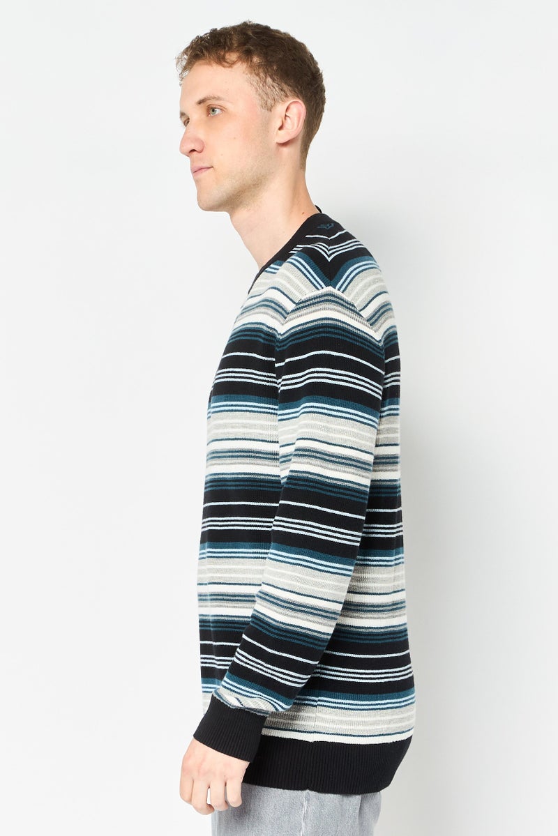 SELECTED Men Crew Neck Long Sleeve Stripe Sweaters, Multicolor - Image 2
