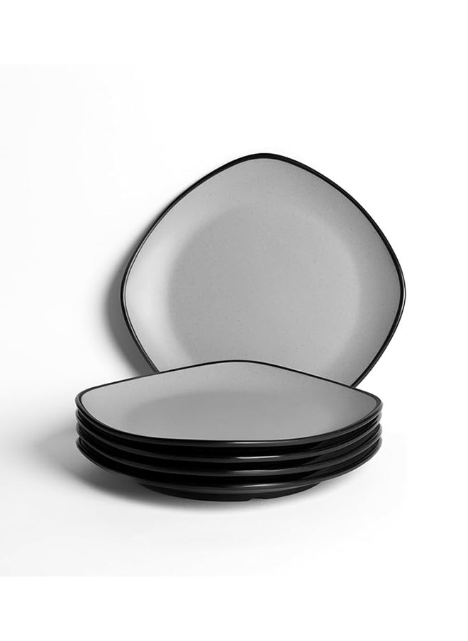 Master Gold Melamine 6 Piece Square Flat Dinner Plates | Ideal for Serving Meat, Noodles & Desserts | Shatterproof, Dishwasher & Microwave Safe | for Home, Restaurant, Hotels (Grey | Black, 17.5cm)  - Image 1