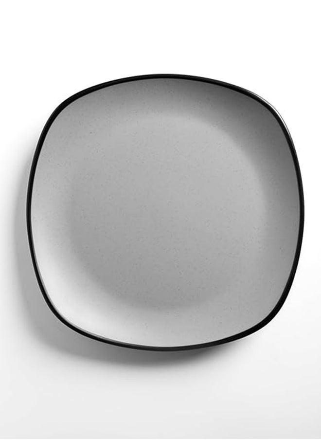 Master Gold Melamine 6 Piece Square Flat Dinner Plates | Ideal for Serving Meat, Noodles & Desserts | Shatterproof, Dishwasher & Microwave Safe | for Home, Restaurant, Hotels (Grey | Black, 17.5cm)  - Image 2