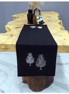 Tanem Home Tree Pattern Imported Linen Embroidered Placemat Runner 40X140CM Black 