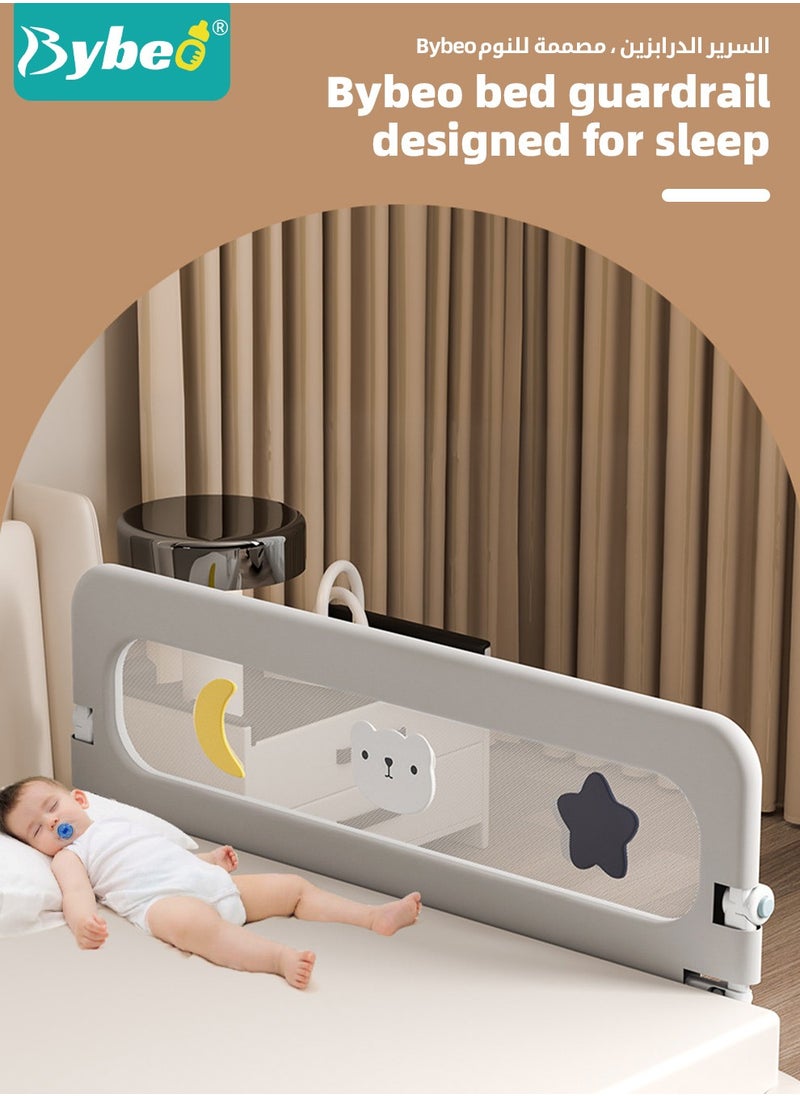 Bybeo - Baby Bed Rail Guard, Toddler Bed Side Rails, Kids' Safety Bed Fence, Safety Bedrail with Reinforced Anchor Safety System, Foldable Universal Bed Rail for Queen King Twin Bed, Upgraded Barrier, 180cm - Image 1
