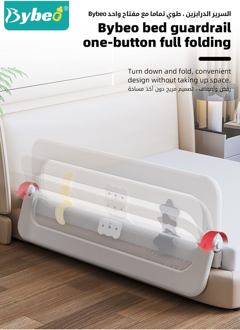 Bybeo - Baby Bed Rail Guard, Toddler Bed Side Rails, Kids' Safety Bed Fence, Safety Bedrail with Reinforced Anchor Safety System, Foldable Universal Bed Rail for Queen King Twin Bed, Upgraded Barrier, 180cm - Image 1