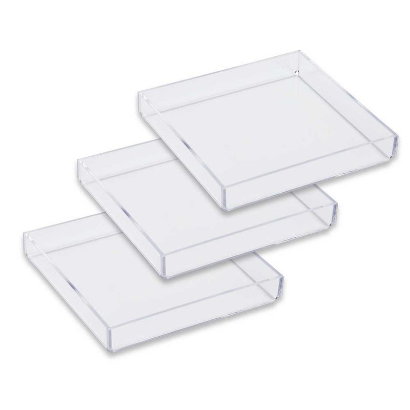 Mirart Clear Acrylic Tray 6 x 6 3 Pack