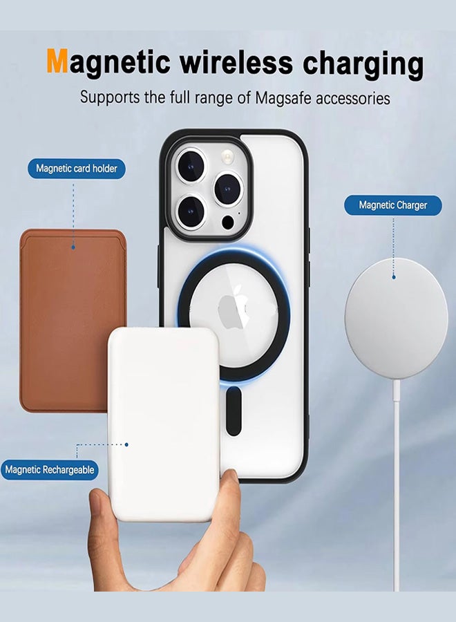 Magsafe Case for iPhone 15 Pro Magsafe Clear Cover Magnetic Wireless Charging Support, Shockproof Protection, Scratch-Resistant for iPhone 15 Pro - Black  - Image 4