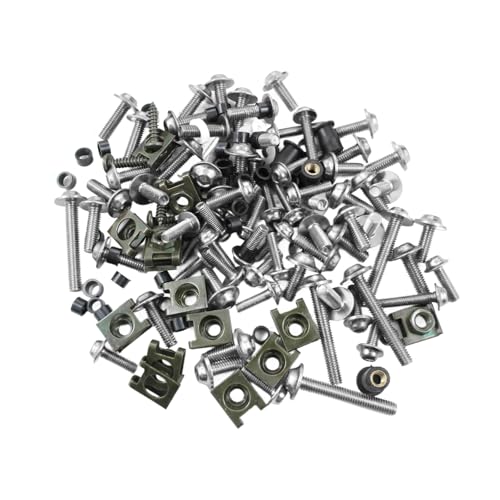 Adsspro Motorcycle 177pcs M5 M6 Fairing Bolt Kit Windscreen Screws aluminum Fasteners Fairing Bolts Nut Clips Set Mounting Kits Washers Nuts Screws for Motorbike Motocross Sport Bikes (silver) - Image 3