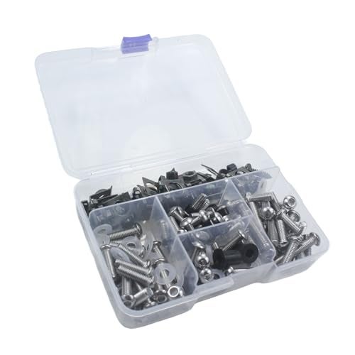 Adsspro Motorcycle 177pcs M5 M6 Fairing Bolt Kit Windscreen Screws aluminum Fasteners Fairing Bolts Nut Clips Set Mounting Kits Washers Nuts Screws for Motorbike Motocross Sport Bikes (silver) - Image 1