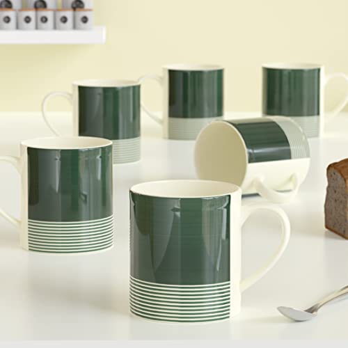 The Earth Store Green Ring Coffee Mug Set of 6 to Gift to Best Friends, Coffee Mugs,Microwave Safe Ceramic Mugs,(350 ml Each) - Image 1