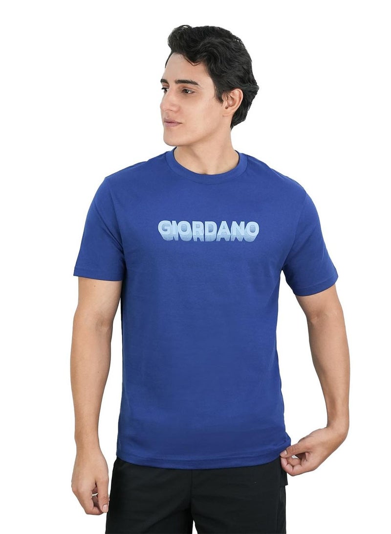 GIORDANO Men's Cotton Signature Print Tee - Image 1