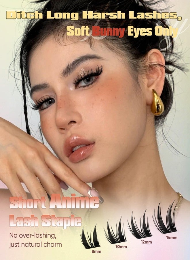 zenotti Manga Lash Clusters Anime Eyelash Clusters Wispy Cluster Eyelash Extensions Natural Bunny Fairy Individual Lashes Short 8-14MM CC-Curly Wet Look Lashes Extensions by zenotti - Image 4