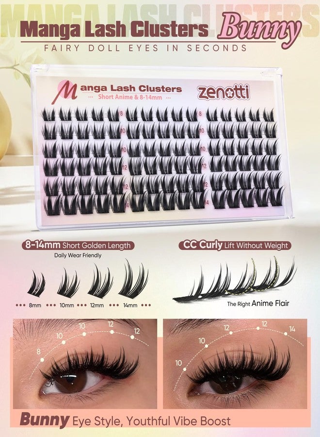 zenotti Manga Lash Clusters Anime Eyelash Clusters Wispy Cluster Eyelash Extensions Natural Bunny Fairy Individual Lashes Short 8-14MM CC-Curly Wet Look Lashes Extensions by zenotti - Image 3