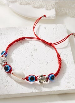 Catei Karrui Handcrafted Ocean Eye Beaded Bracelet with Sea Turtle Shell and Blue Eye Beads Adjustable Bolo Style  - Image 2