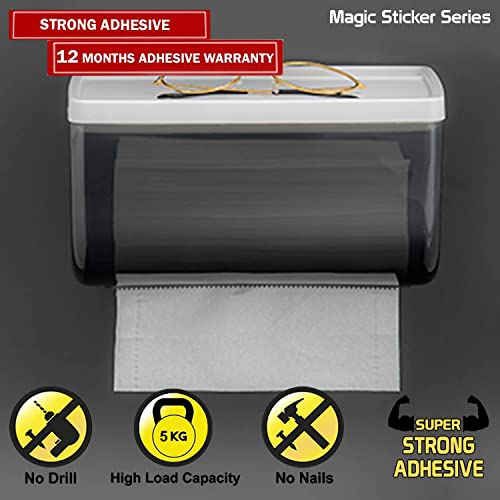 Zeinwap Magic Sticker Series Tissue Roll Holder | Toilet Paper Holder | 100% Waterproof with Storage Rack and Mobile Stand for Bathroom, Standard (Pack of 1) - Image 2