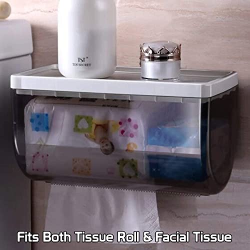 Zeinwap Magic Sticker Series Tissue Roll Holder | Toilet Paper Holder | 100% Waterproof with Storage Rack and Mobile Stand for Bathroom, Standard (Pack of 1) - Image 3