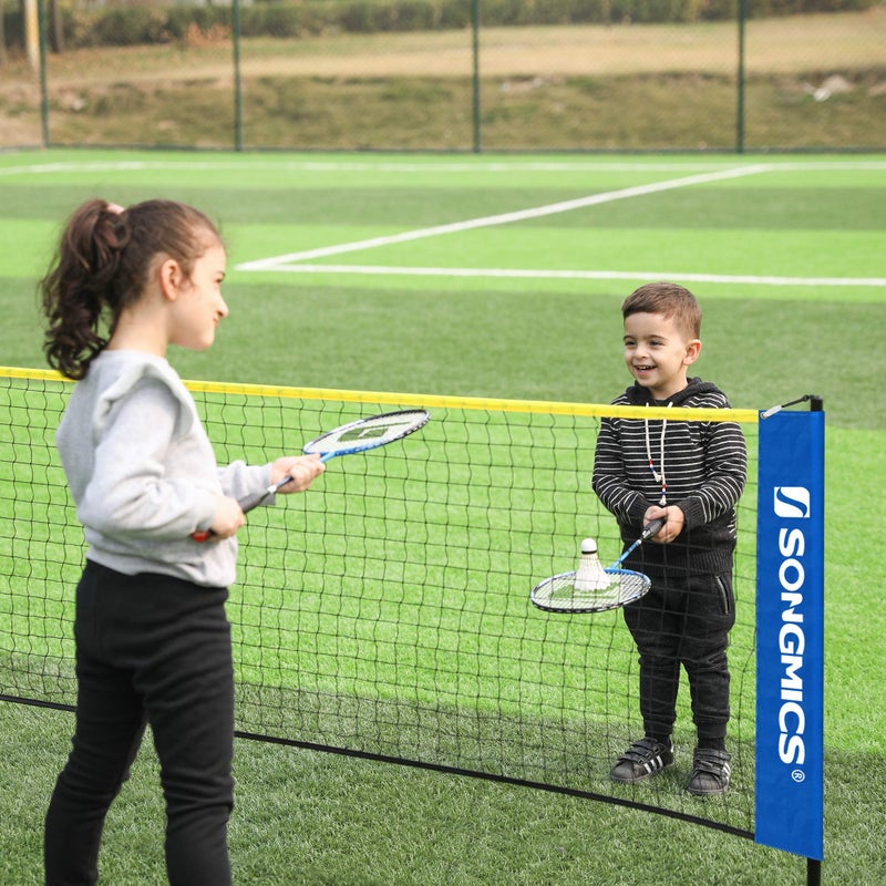 SONGMICS SONGMICS 4 m Badminton Tennis Net, Height Adjustable Badminton Poles with Net, Blue and Yellow SYQ400Q02 - Image 2