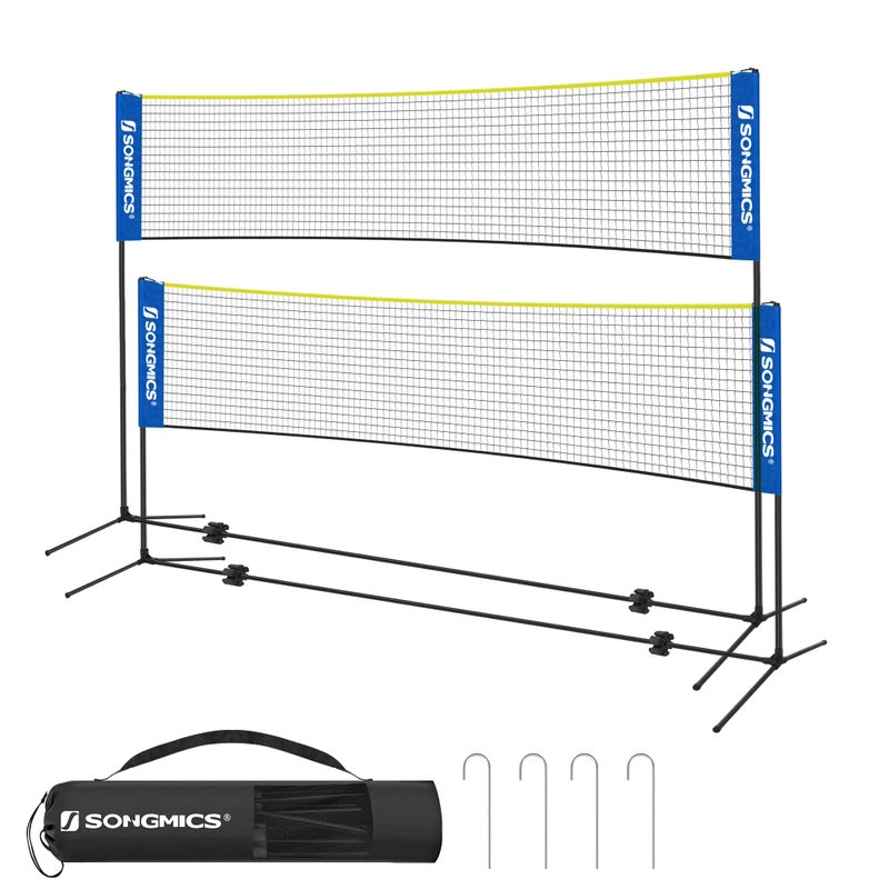 SONGMICS SONGMICS 4 m Badminton Tennis Net, Height Adjustable Badminton Poles with Net, Blue and Yellow SYQ400Q02 - Image 1