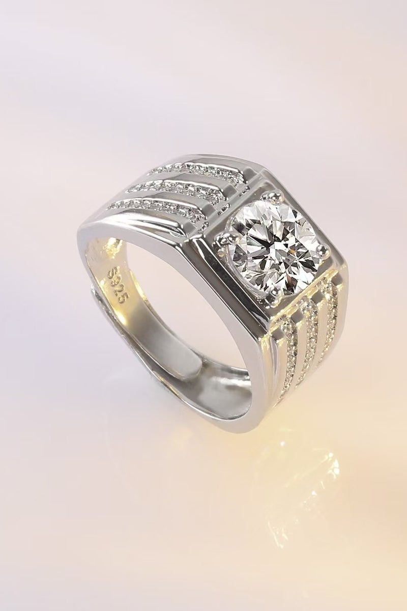 Akali 2 Carat  Moissanite Men's Wedding Ring , S925 Plated With White Gold  ,Adjustable Size , Luxury Gift Box , Ready to Gift - Image 4