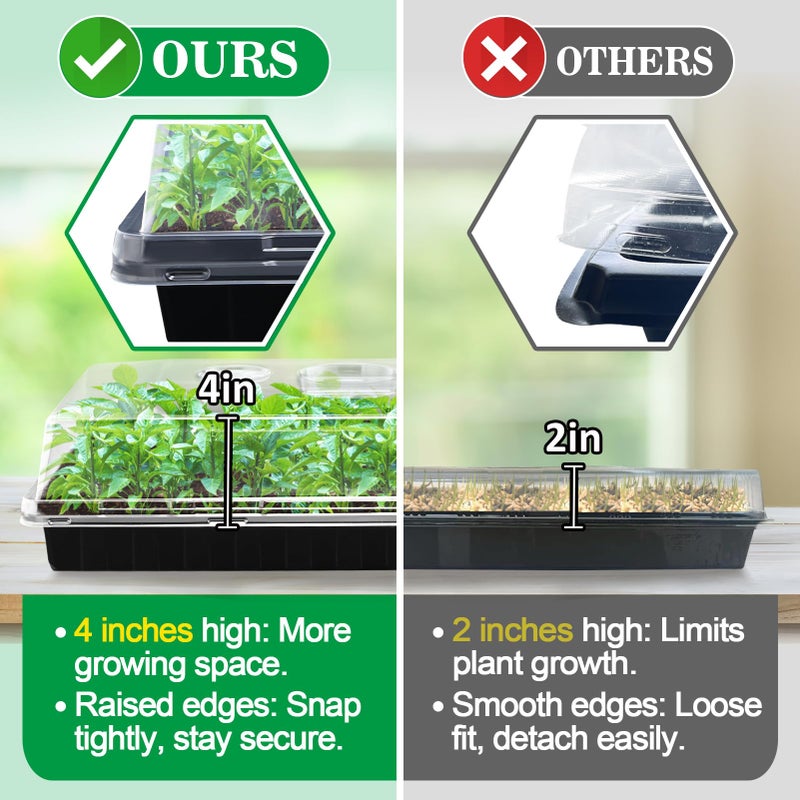 Apipi 10 Pcs 4'' High Durable Humidity Domes - Thickened 1020 Seed Starting Tray Covers with Adjustable Vents, Greenhouse Plant Growing Lid Dome for Seedling Growth Well Water Retention - Image 2