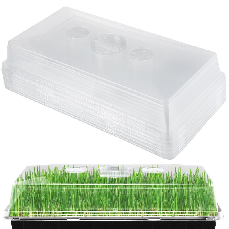 Apipi 10 Pcs 4'' High Durable Humidity Domes - Thickened 1020 Seed Starting Tray Covers with Adjustable Vents, Greenhouse Plant Growing Lid Dome for Seedling Growth Well Water Retention - Image 1