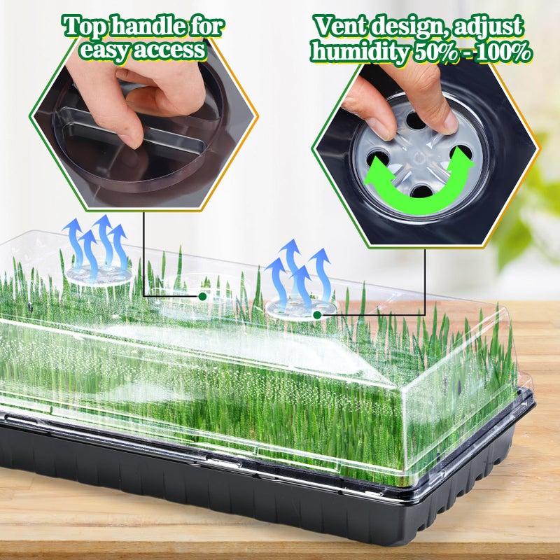 Apipi 10 Pcs 4'' High Durable Humidity Domes - Thickened 1020 Seed Starting Tray Covers with Adjustable Vents, Greenhouse Plant Growing Lid Dome for Seedling Growth Well Water Retention - Image 5