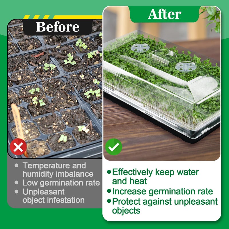 Apipi 10 Pcs 4'' High Durable Humidity Domes - Thickened 1020 Seed Starting Tray Covers with Adjustable Vents, Greenhouse Plant Growing Lid Dome for Seedling Growth Well Water Retention - Image 4