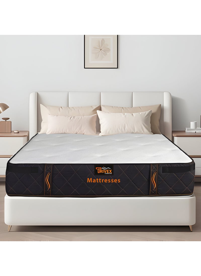 TRIVEX - King Size Mattress 30cm Thick Handmade Pocket Spring Mattress With Italian Memory Foam Handcrafted With Unique Feather Buttons Providing Ultimate Comfort Mattress 180x200 - Image 1
