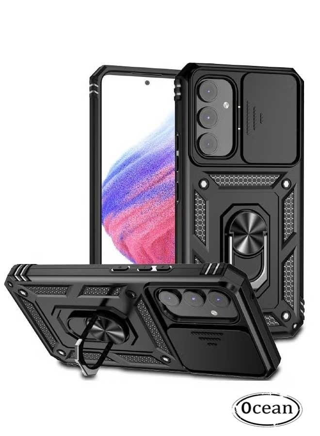 JS Samsung Galaxy A54 5G Case, Slide Camera Cover, Built-in 360° Rotate Ring Kickstand, Military Grade Shockproof Test, Heavy Duty Shockproof Protective Case For Galaxy A54 5G Black - Image 1