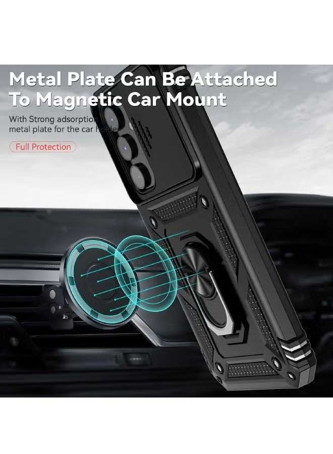 JS Samsung Galaxy A54 5G Case, Slide Camera Cover, Built-in 360° Rotate Ring Kickstand, Military Grade Shockproof Test, Heavy Duty Shockproof Protective Case For Galaxy A54 5G Black - Image 4