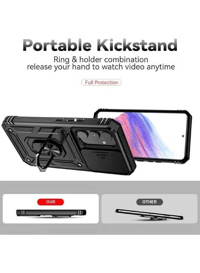 JS Samsung Galaxy A54 5G Case, Slide Camera Cover, Built-in 360° Rotate Ring Kickstand, Military Grade Shockproof Test, Heavy Duty Shockproof Protective Case For Galaxy A54 5G Black - Image 2