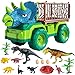 TEMI Dinosaur Truck Toy for Kids 35 Years Triceratops Transport Car Carrier with 8 Dino Figures Activity Play Mat Dino Eggs and Trees Capture Jurassic Dinosaurs Play Set for Boys and Girls - Image 2