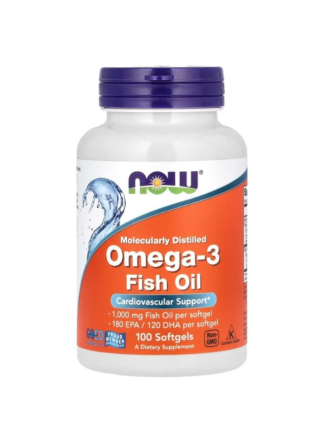 now Omega-3 Fish Oil, 1,000 mg, 180 EPA - 120 DHA, 100 Softgels - Image 1