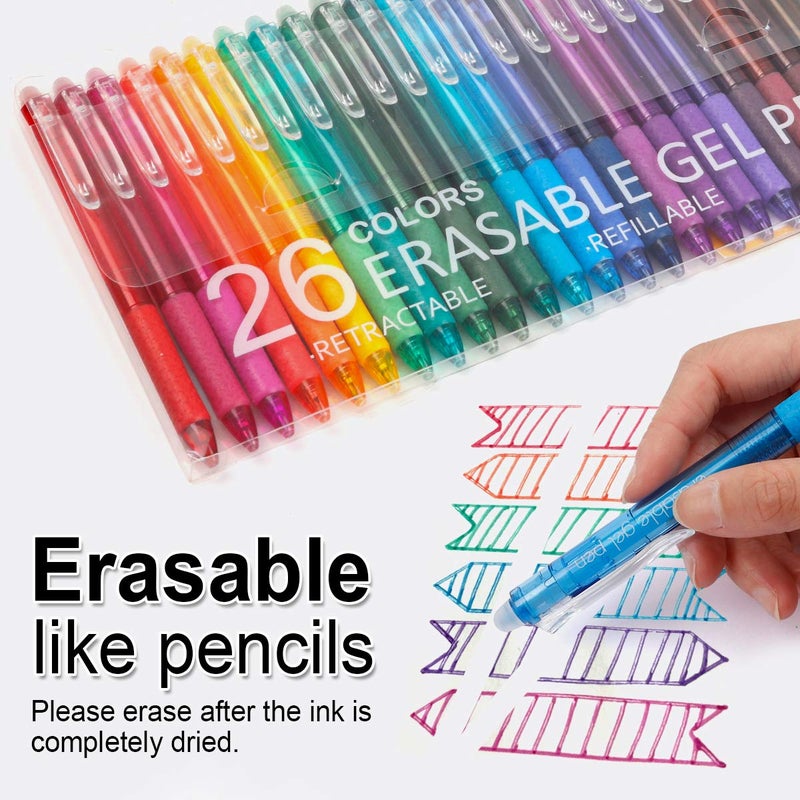 Vanstek 26 Colors Erasable Gel Pens, Retractable Erasable Pens Clicker, Fine Point(0.7), Make Mistakes Disappear, Premium Comfort Grip for Drawing Writing Planner and School Supplies - Image 2