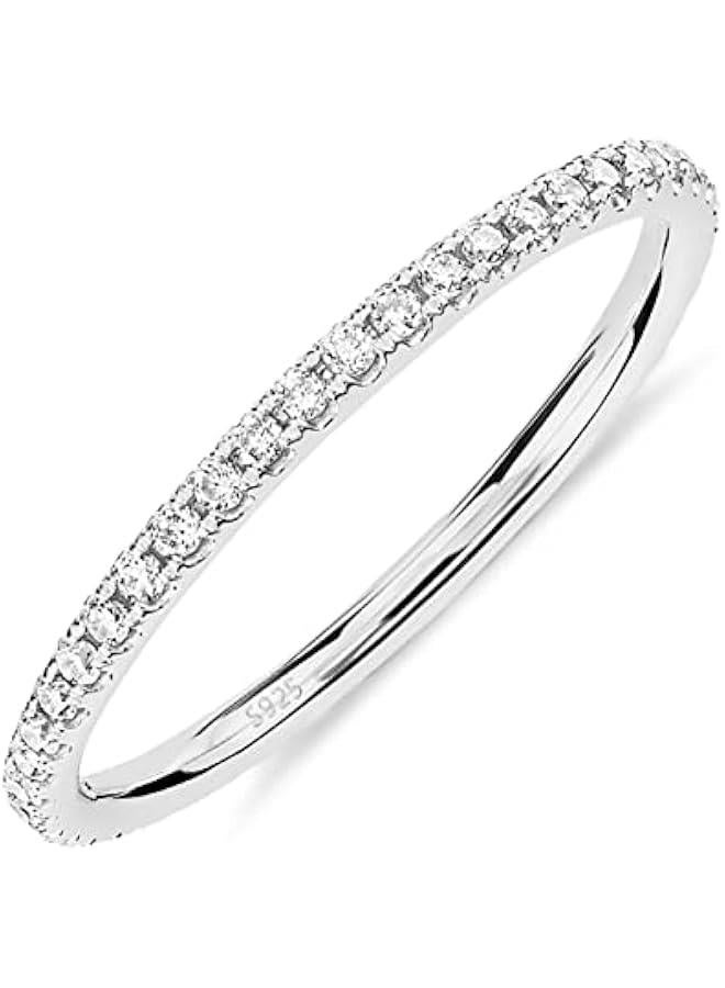 PAVOI 14K Gold Plated Solid 925 Sterling Silver CZ Simulated Diamond Stackable Ring Eternity Bands for Women - Image 1