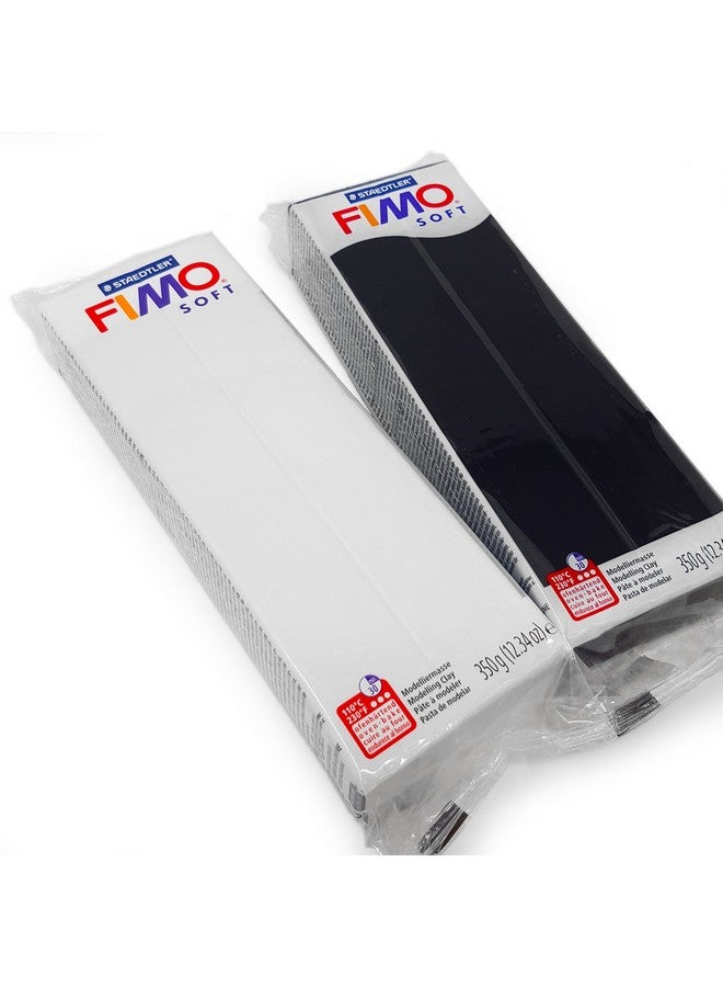 FIMO طين بوليمر ناعم 454 جرام للتمثيل، طين خبز في الفرن، مجموعة باللونين الأسود والأبيض - Image 2
