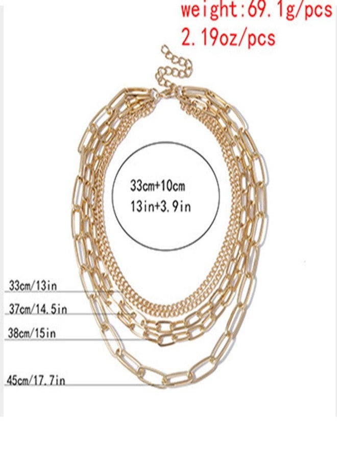 يرتير قلادة YERTTER الرقيقة متعددة الطبقات بتصميم شلال، قلادة كوبية، طقم مجوهرات بوهيمي، قلادة سلسلة سميكة متعددة الطبقات للنساء، قلادات مزينة بتعليقات (فضي) - Image 4