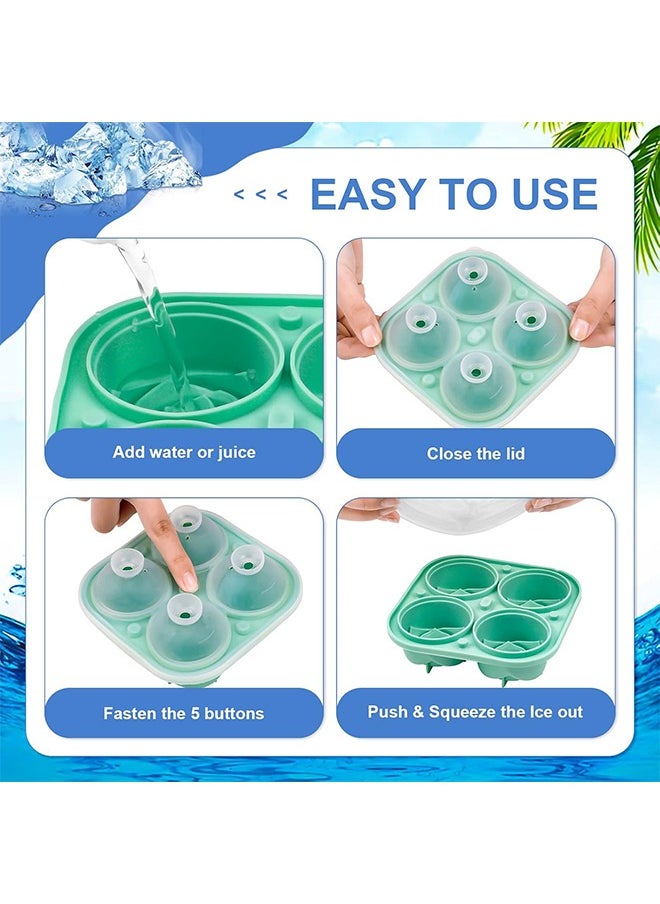 Lemon 2 PCS Whiskey Ice Cubes Mold,Rose Gift Ball Ice Maker Mold, 8 Ice, Fun Shapes, Silicone Ice Cube Tray for Birthday Party,Rose Ice Cube Mold for Cocktails, Bourbon (Pink and Green)  - Image 2