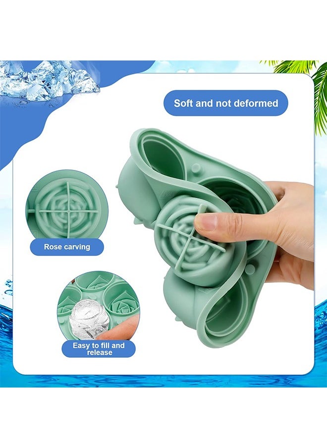 Lemon 2 PCS Whiskey Ice Cubes Mold,Rose Gift Ball Ice Maker Mold, 8 Ice, Fun Shapes, Silicone Ice Cube Tray for Birthday Party,Rose Ice Cube Mold for Cocktails, Bourbon (Pink and Green)  - Image 3